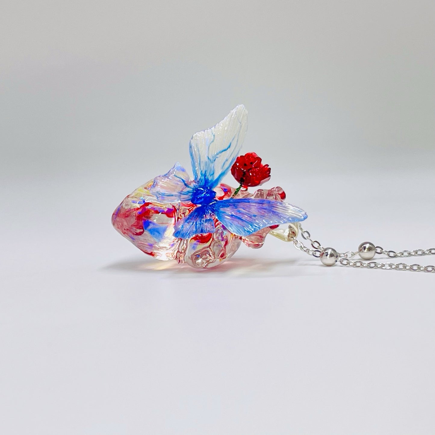 MOVTOYS Butterfly heart necklace sterling silver light luxury niche design sense