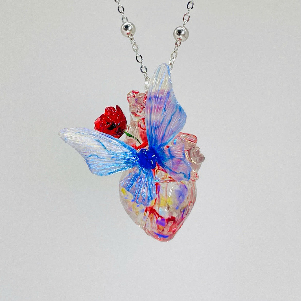 MOVTOYS Butterfly heart necklace sterling silver light luxury niche design sense