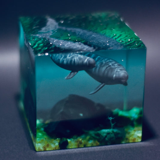 MOVTOYS Sea Cube Porpoise mother and child resin ornaments